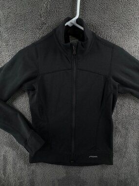Patagonia Women XS Full Zip Black Jacket USA Made Stretch Adult Outdoors Logo